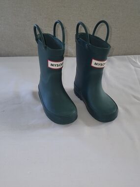 Kids' Dark Green Waterproof Rain Boots